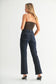 Macey Cropped Flare Jeans In Dark Denim