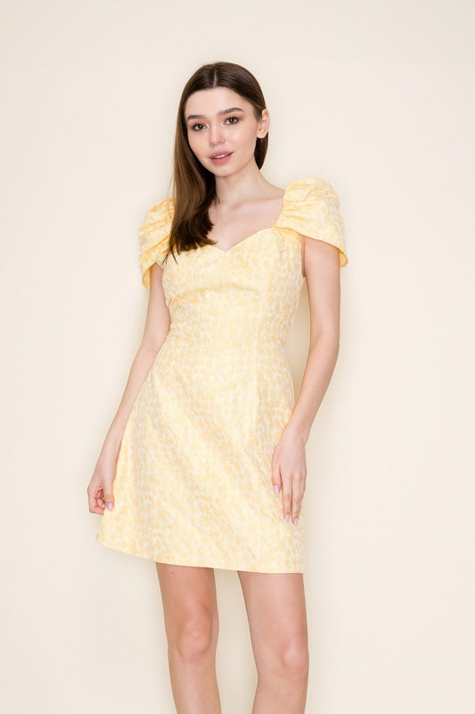 Bid Day Jacquard Mini Dress In Butter