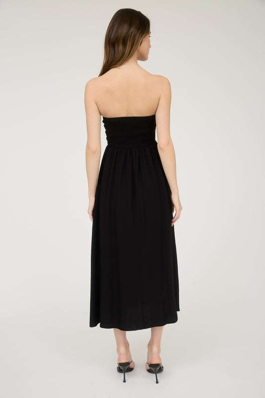 Tailgate Strapless Midi in Black