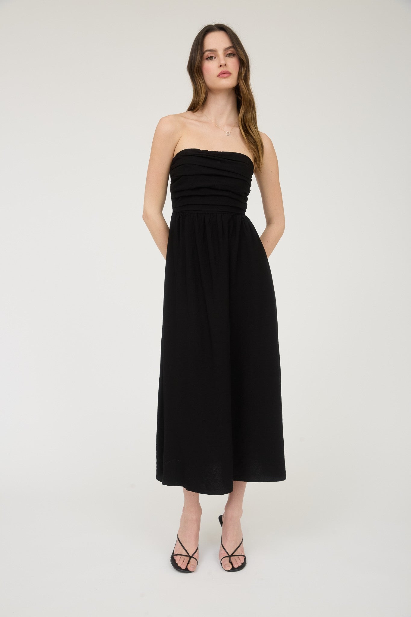Night Out Strapless Midi In Black