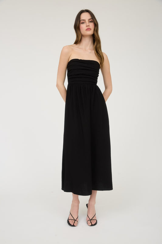 Tailgate Strapless Midi in Black