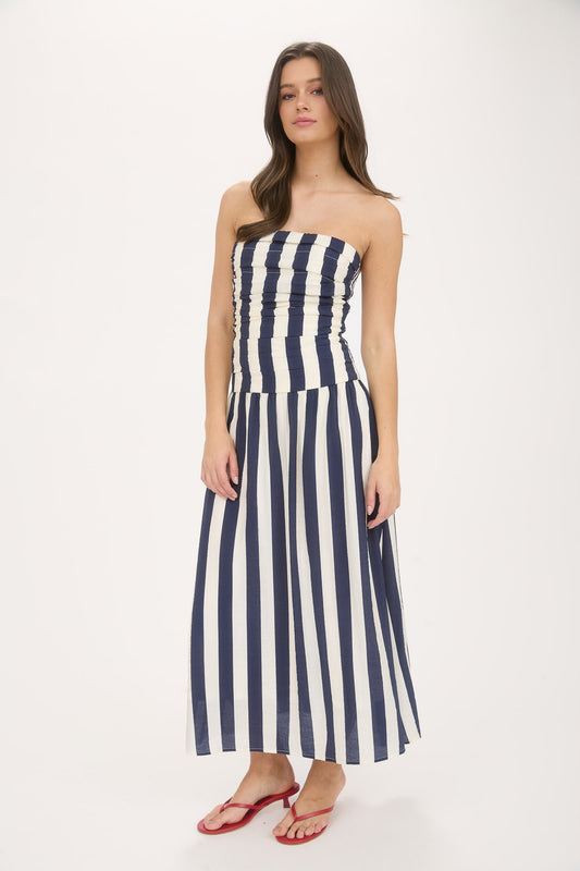 Bless The USA Stripe Midi In Navy