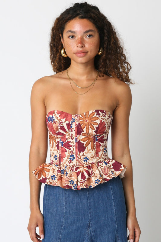 Forever Thankful Floral Strapless Top