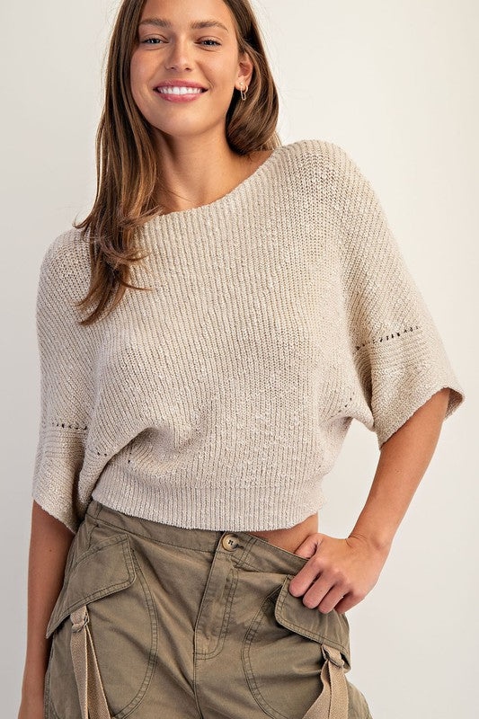 Dolman Style Knit Sweater In Oatmeal