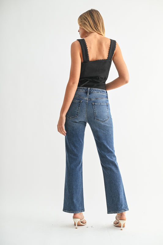 Madison Slim Cropped Bootcut Jean In Dark Denim