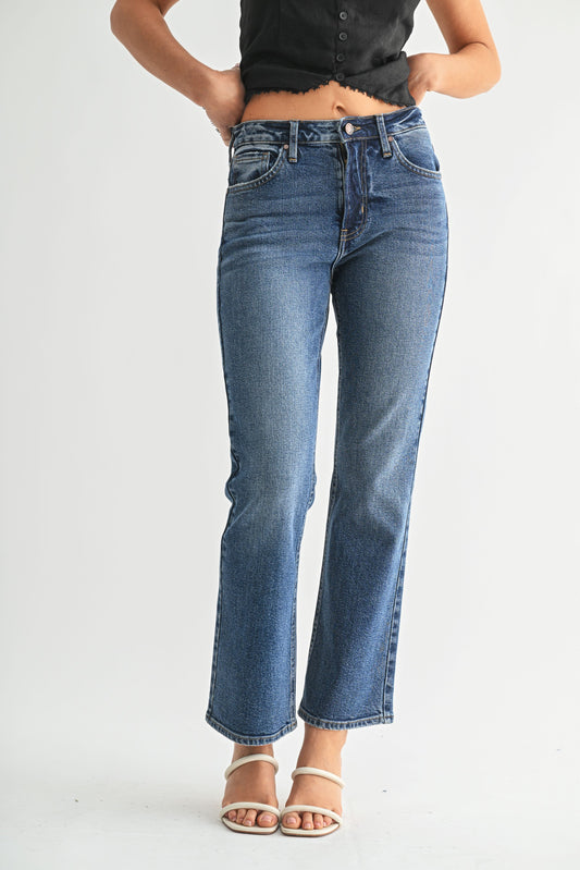 Madison Slim Cropped Bootcut Jean In Dark Denim