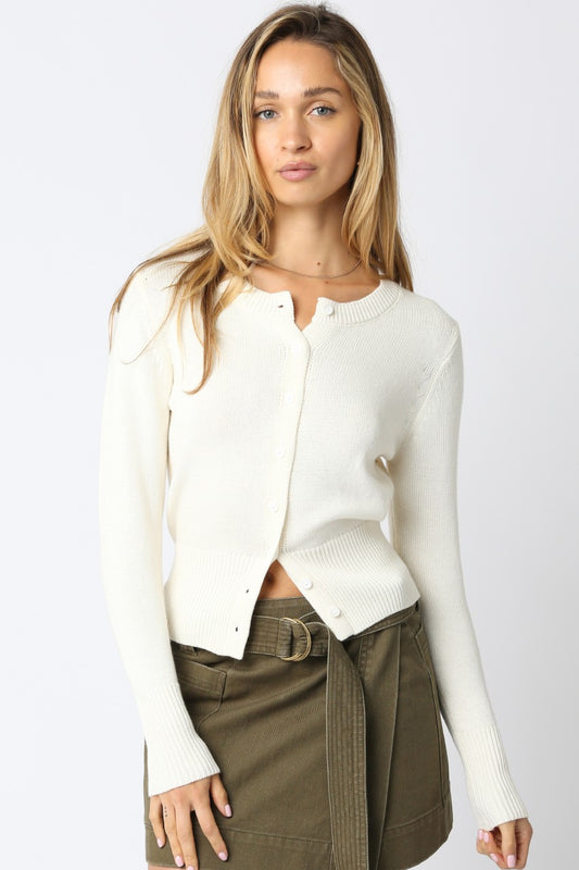 Mekalia Button Knit Top In Ivory