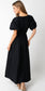 V Neck Puff Sleeve Maxi In Black