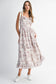 Print Contrast Shoulder Tie Strap Midi