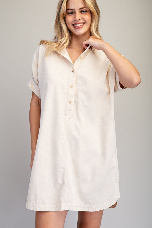 Mini Shirt Dress In Bone