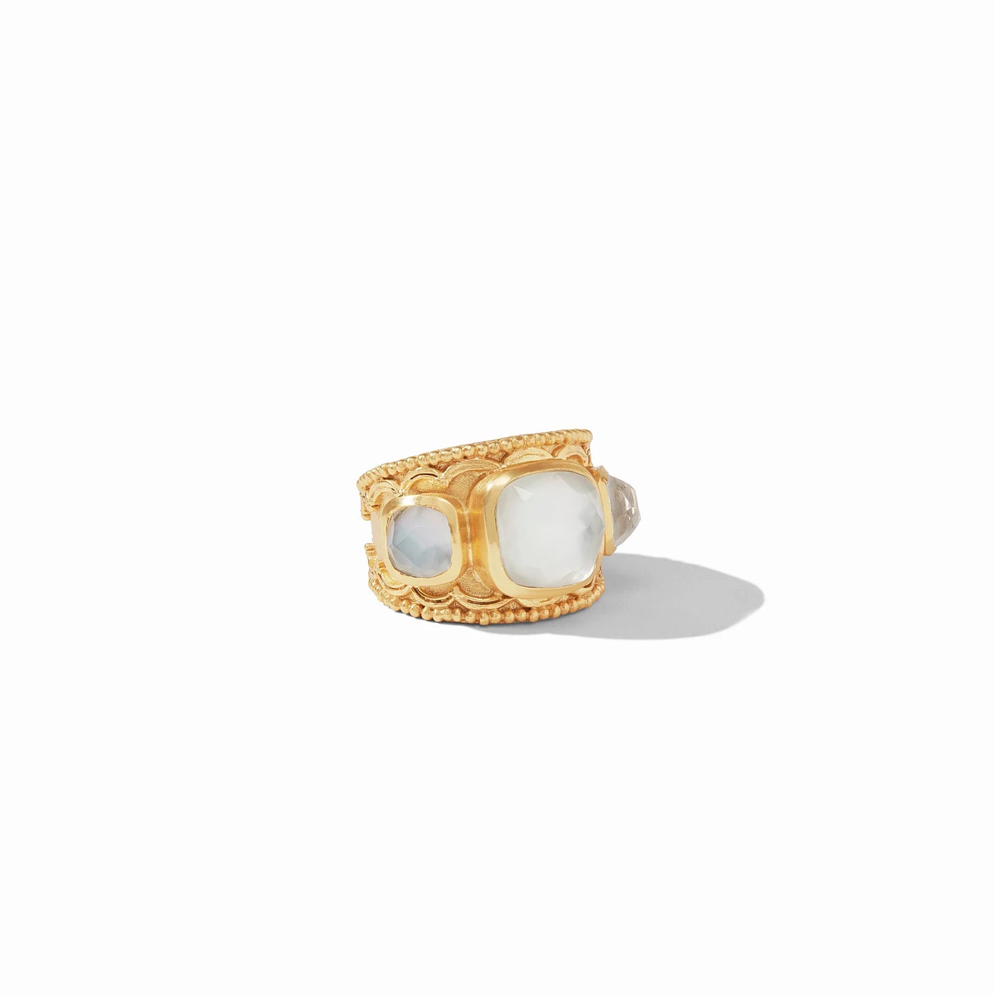 Julie Vos Trieste Statement Ring Iridescent Clear Crystal