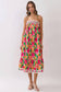 Floral Border Print Tie Strap Midi Dress