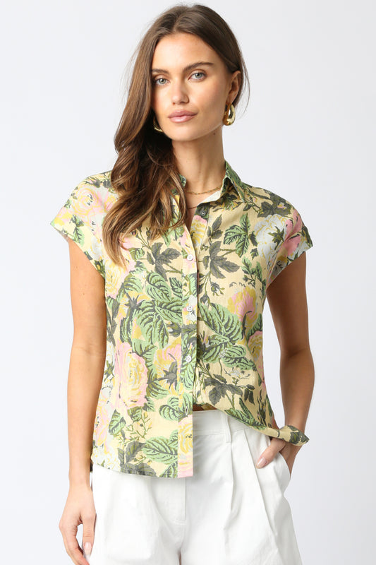 Tropical Florals Button Up Top