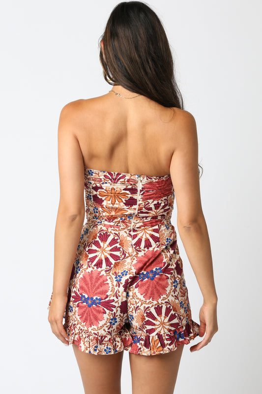 Forever Thankful Floral Strapless Romper