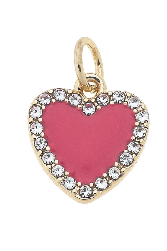 Pave Heart Charm In Fuchsia