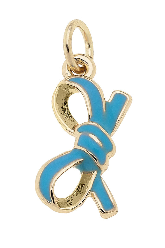 Leaning Bow Charm In Aqua