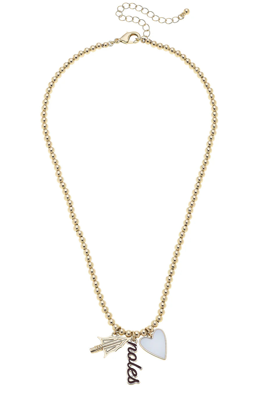 Florida State Seminoles Ball Bead Charm Necklace in Shiny Gold