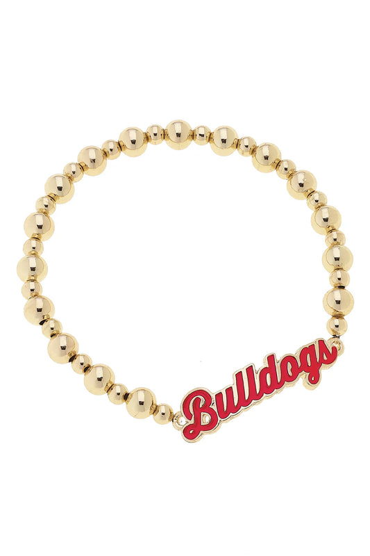 Georgia Bulldogs Autograph Enamel Stretch Bracelet in Shiny Gold