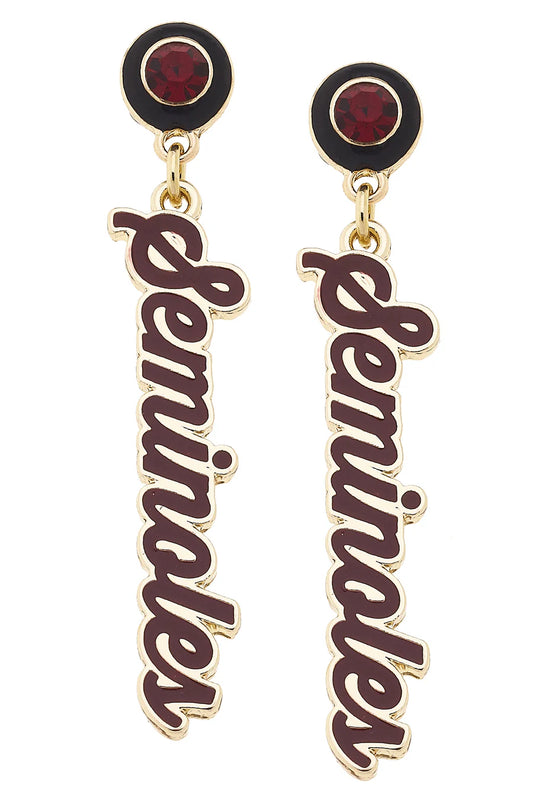 Florida State Seminoles Autograph Enamel Earrings in Garnet