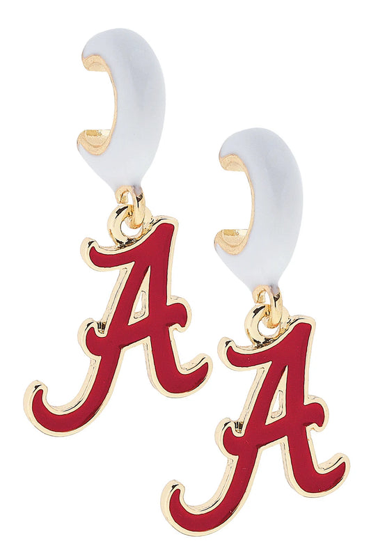 Alabama Crimson Tide Enamel Logo Huggie Hoop Earrings
