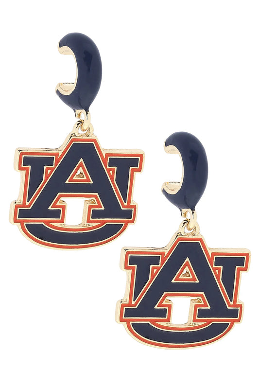 Auburn Tigers Enamel Logo Huggie Hoop Earrings