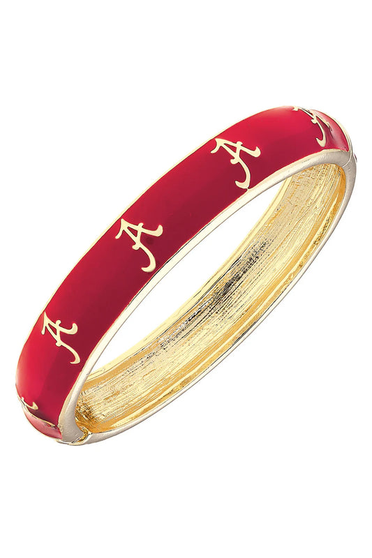 Alabama Crimson Tide Sculpted Enamel Logo Hinge Bangle In Crimson