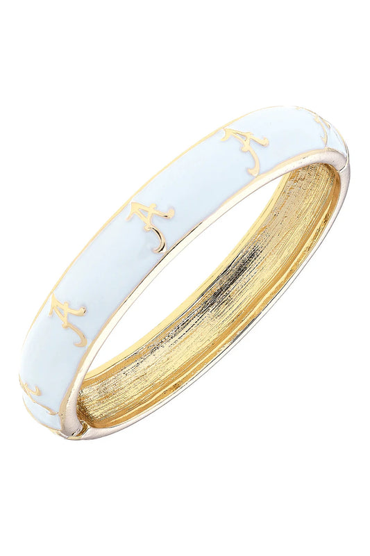 Alabama Crimson Tide Sculpted Enamel Logo Hinge Bangle In White
