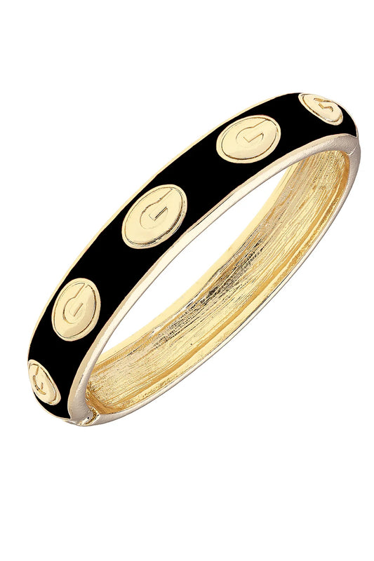 Georgia Bulldogs Sculpted Enamel Logo Hinge Bangle in Black
