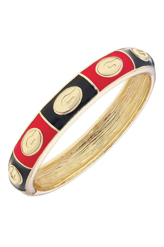Georgia Bulldogs Sculpted Enamel Checkered Hinge Bangle in Red/Black