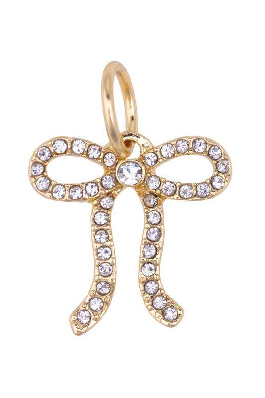 Pave Looped Bow Charm in Shiny Gold