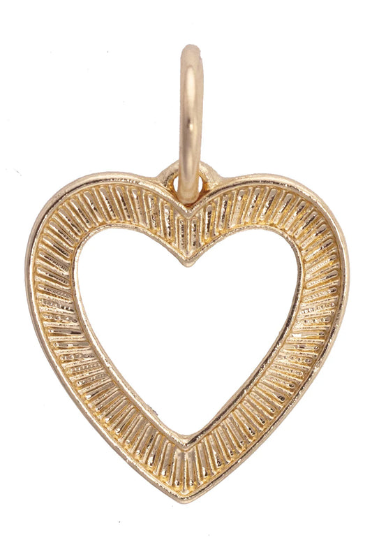 Fluted Open Heart Charm in Shiny Gold