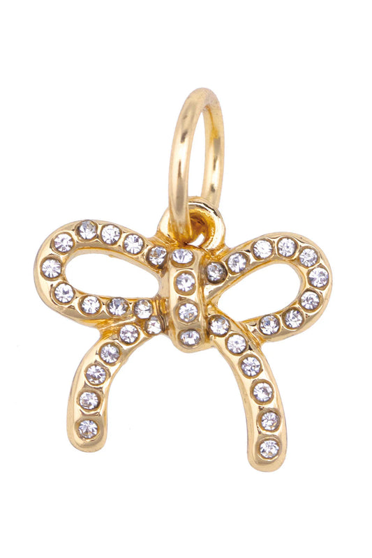 Pave Bow Charm in Shiny Gold