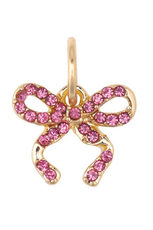 Pave Tied Bow Charm in Light Pink