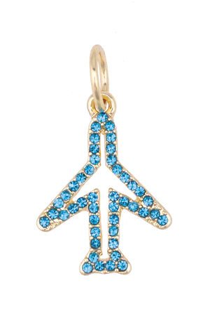 Pave Airplane Charm In Blue
