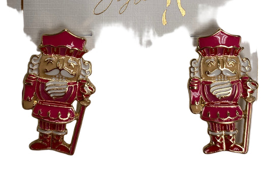 Nutcracker Stud Earrings In Pink