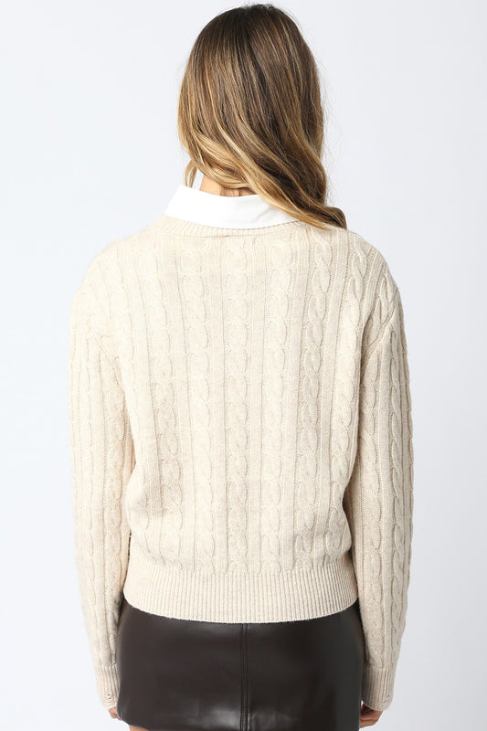 2 In 1 Sweater Top In Light Oatmeal