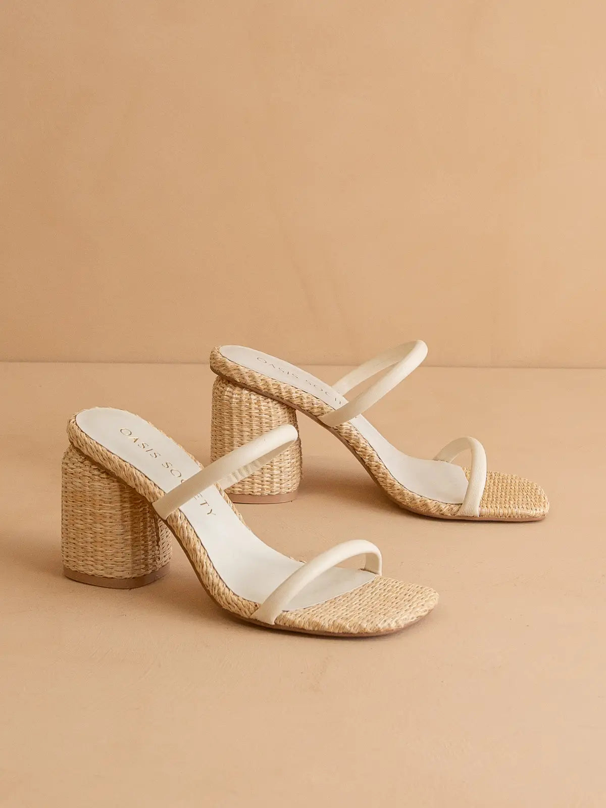The Margaret Beige | Rattan Heel