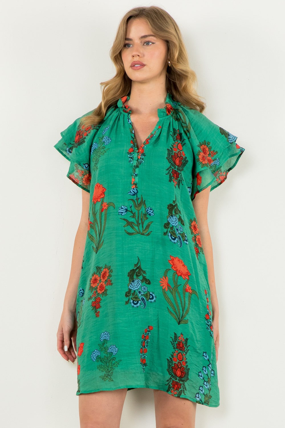 Glory to the Garden V Neck Dress