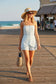 Striped Button Front Open Back Romper