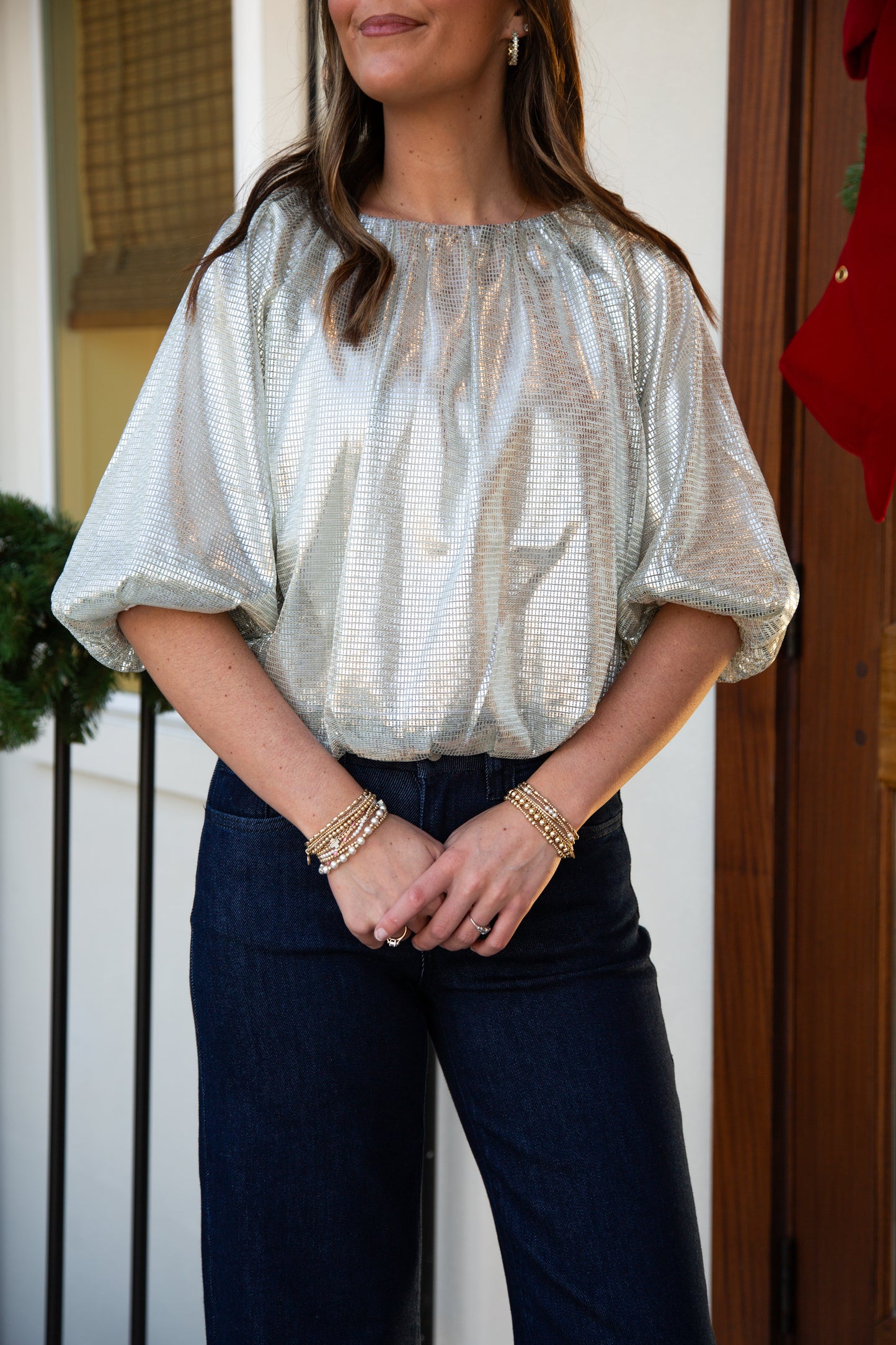 Sleek Flowy Top In Silver