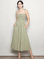 Sleeveless Smocked Gingham Check Cotton Summer Midi Dress