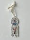 Goldendoodle with blue bow Ornament