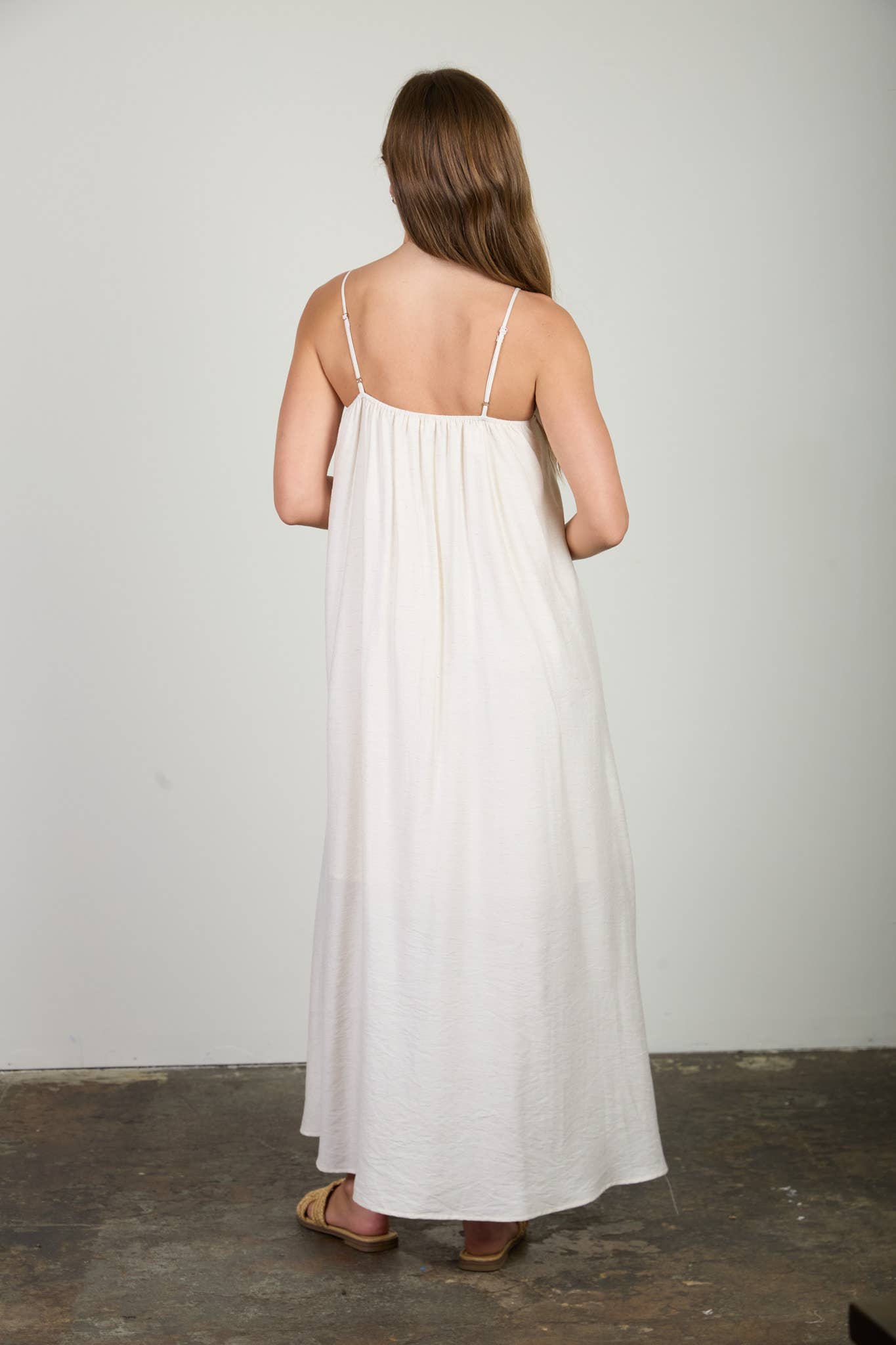 Pintuck Pleated Maxi in Cream