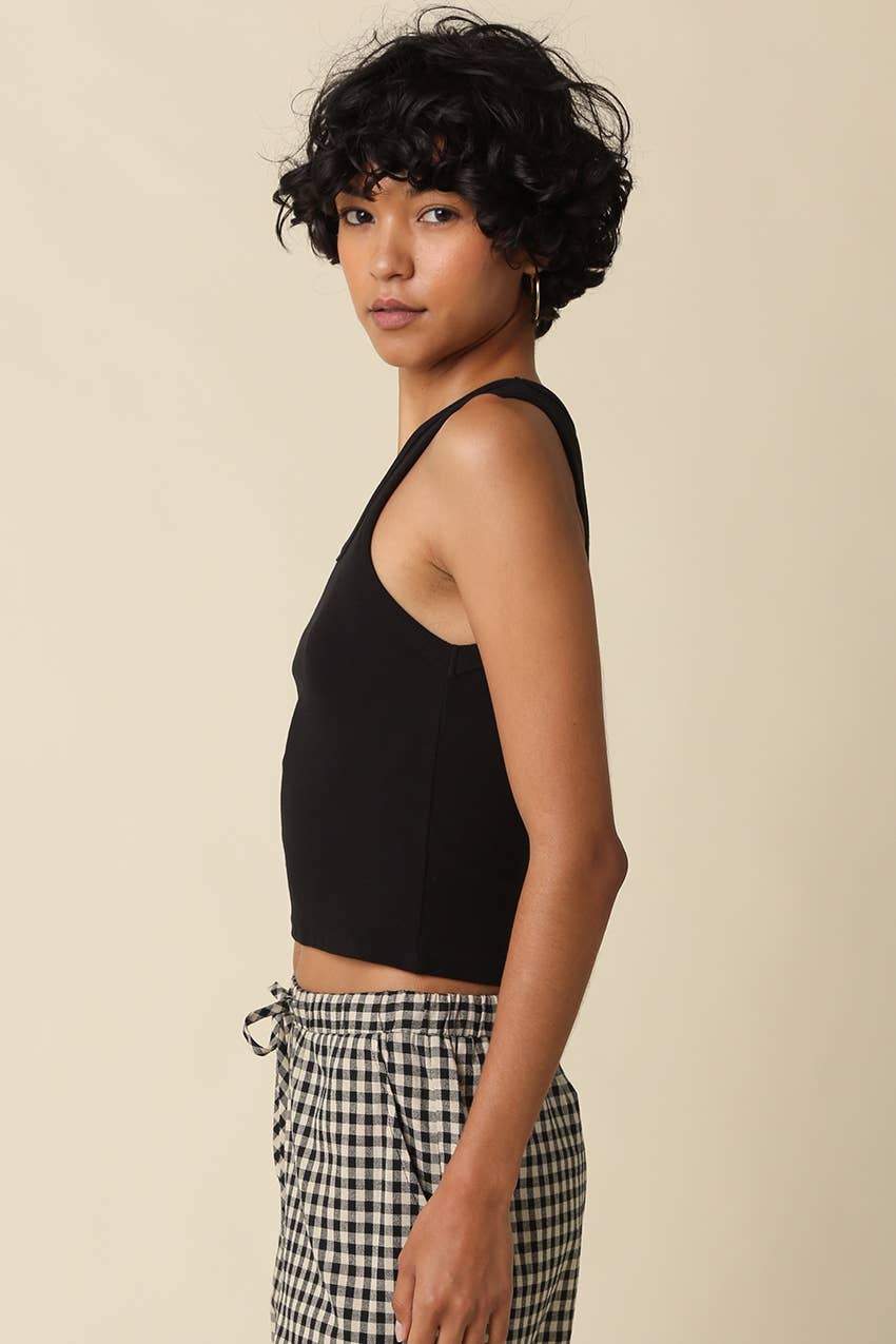 Jane Ribbed Scoop Neck Crop Tank