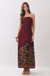 Border Floral Strapless Maxi Dress In Crimson