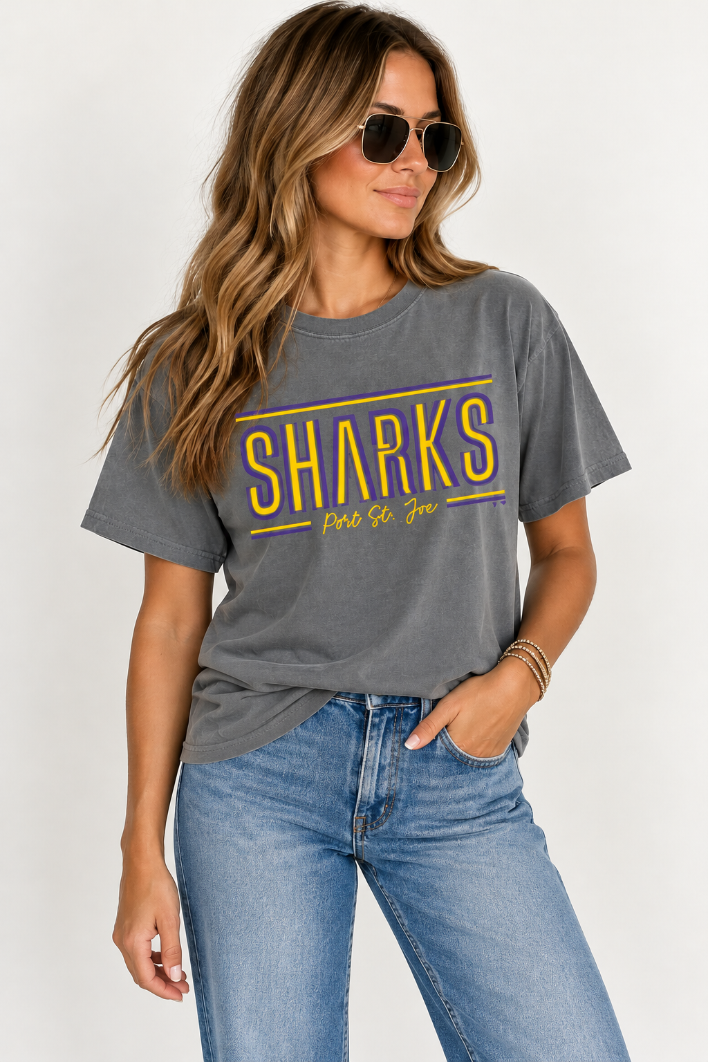 Inline Sharks Spirit Tee in Dark Gray