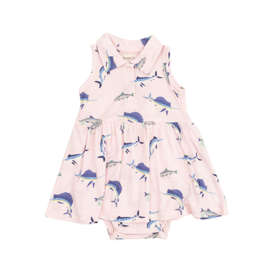 Angel Dear Deep Sea Fishing Pink Polo Bodysuit