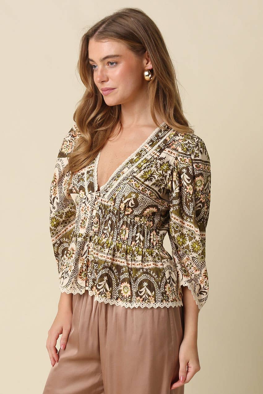 Jaynie Print Peplum Blouse