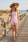 Striped Button Front Open Back Romper