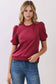 Game Day Crew Neck Short Puff Sleeves Knit Top